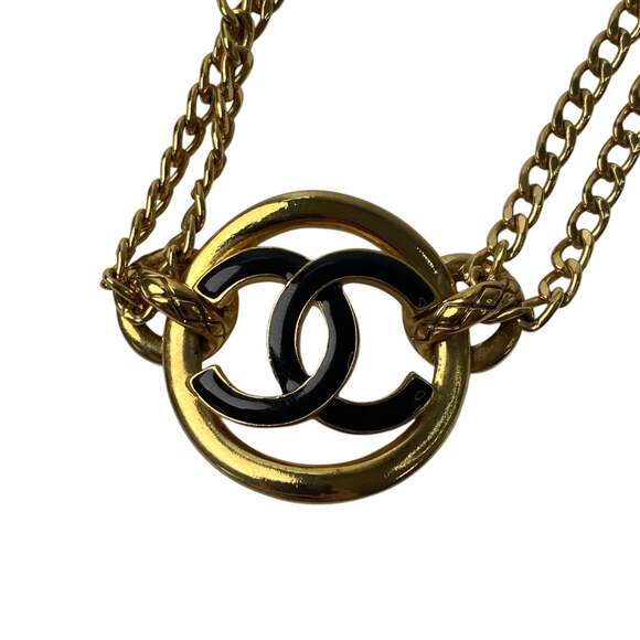 Cc Logo Necklace Gold-Tone Metal #209581C10B - Picture 5 of 9